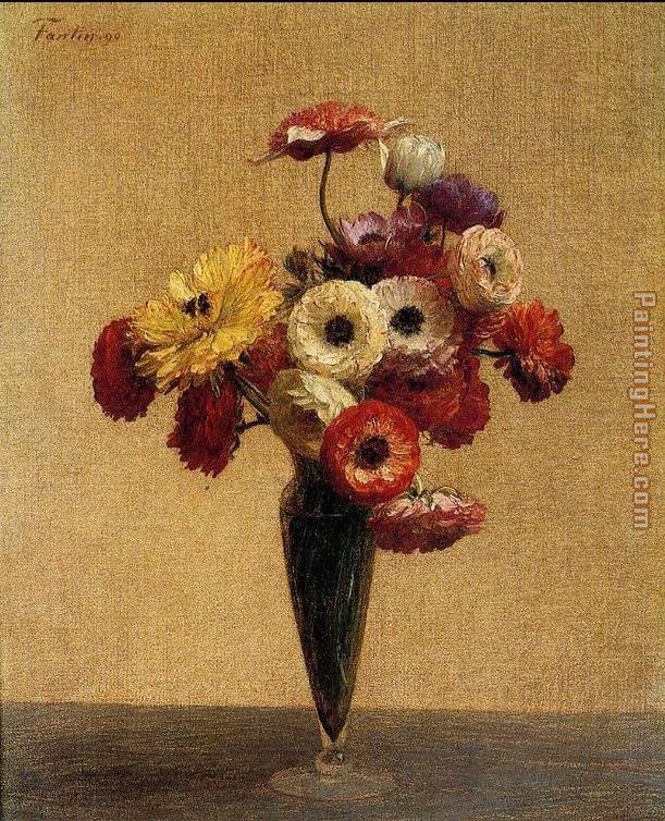 Anemones and Buttercups painting - Henri Fantin-Latour Anemones and Buttercups art painting